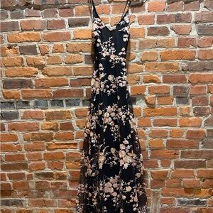 Lulu's Black and Pink Floral Maxi Dress